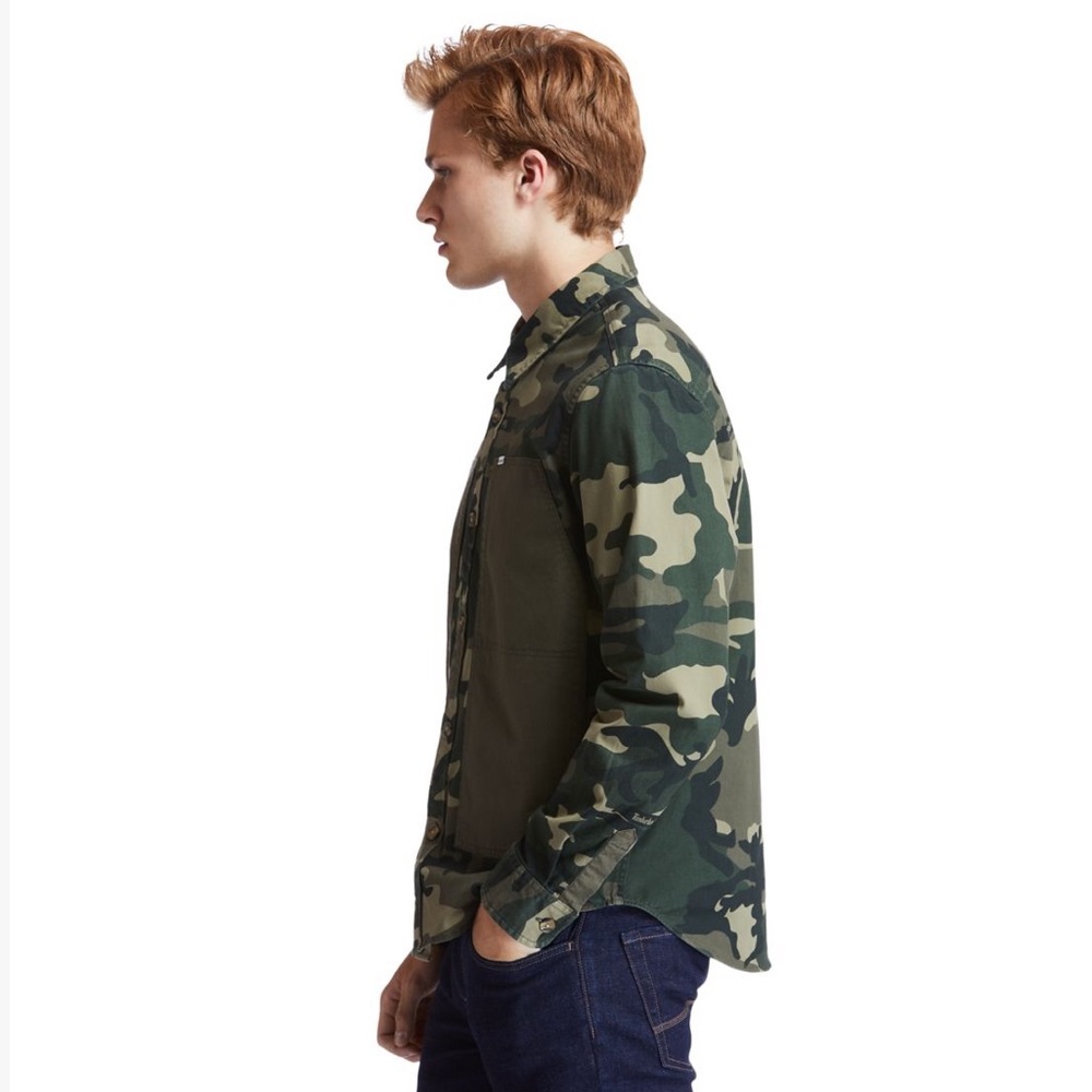 TIMBERLAND MEN'S MIXEDMEDIA CAMO UTILITY OVERSHIRT - Picture 4 of 6